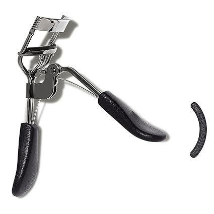Eyelash Curler, Strong, Contoured, Eye-Opening, Voluminous Lashes, Includes Additional Rubber Replacement Pad, Silver - Image 2