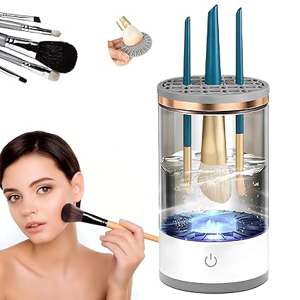 Electric Makeup Brush Cleaner - Quick Efficient Makeup Brush,Automatic Cosmetic Brush Cleaner Makeup Brush with Brush Clean Mat,Portable Compact Design for Travel