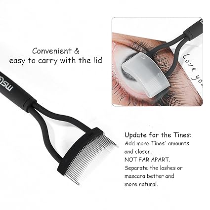 Eyelash Comb MSQ Eyelash Separator Mascara Applicator Eyelash Definer With Comb Cover Arc Designed Cosmetic Brushes Tool Black (1PCS) - Image 4