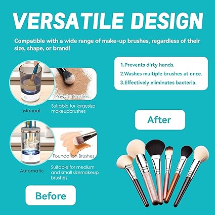 Electric Makeup Brush Cleaner - Quick Efficient Makeup Brush,Automatic Cosmetic Brush Cleaner Makeup Brush with Brush Clean Mat,Portable Compact Design for Travel - Image 3