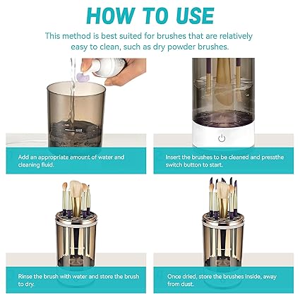 Electric Makeup Brush Cleaner - Quick Efficient Makeup Brush,Automatic Cosmetic Brush Cleaner Makeup Brush with Brush Clean Mat,Portable Compact Design for Travel - Image 2